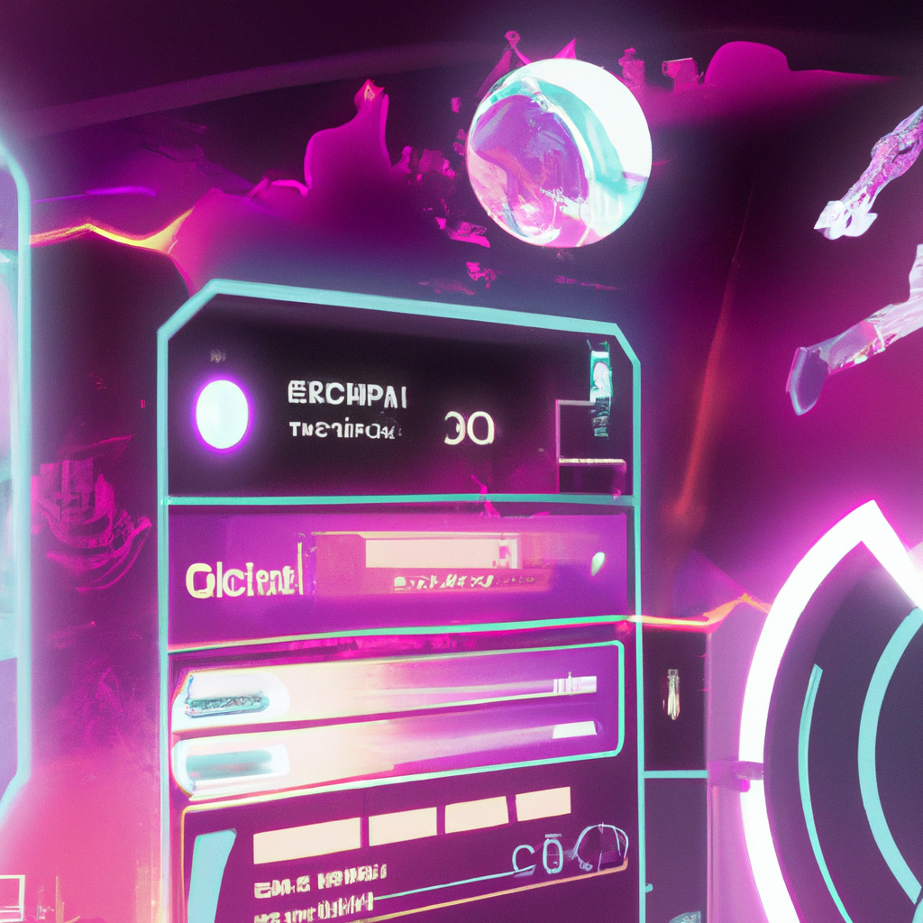 NebulaArcade splash: neon lobby with avatars and HUD